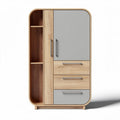 Armoire en bois avec rangement ouvert et portes grises 100 x 60 x 180cm