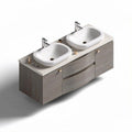 Meuble de salle de bain double vasque en bois gris 120 x 45 x 50 cm