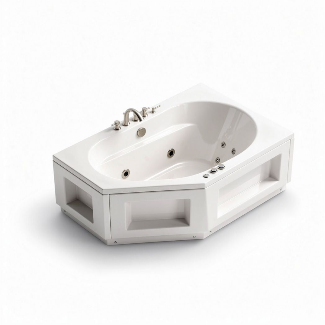 Baignoire en acrylique blanche avec jets de massage dimensions 150 x 100 x 60cm