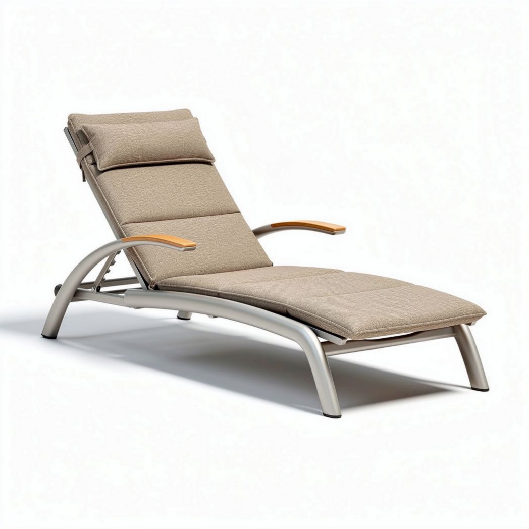 Chaise longue en aluminium et textile de couleur beige dimensions 160 x 60 x 90cm
