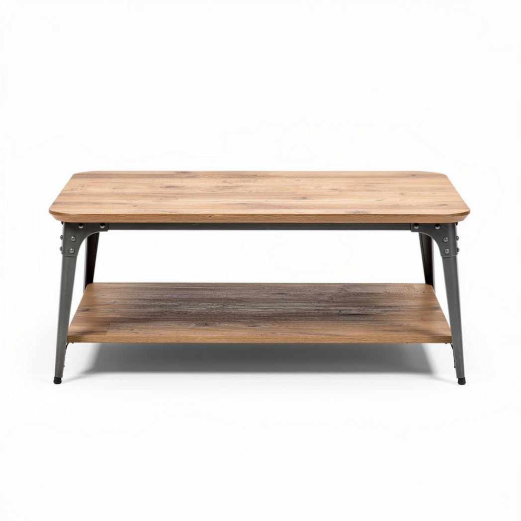 Table basse en bois avec étagère inférieure 120 x 60 x 45cm couleur naturelle