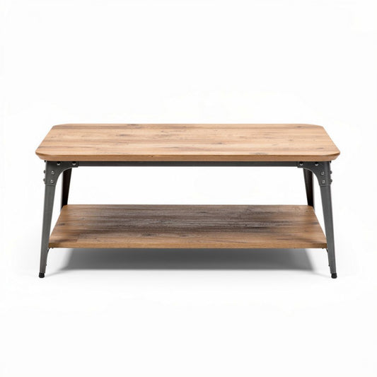 Table basse en bois avec étagère inférieure 120 x 60 x 45cm couleur naturelle